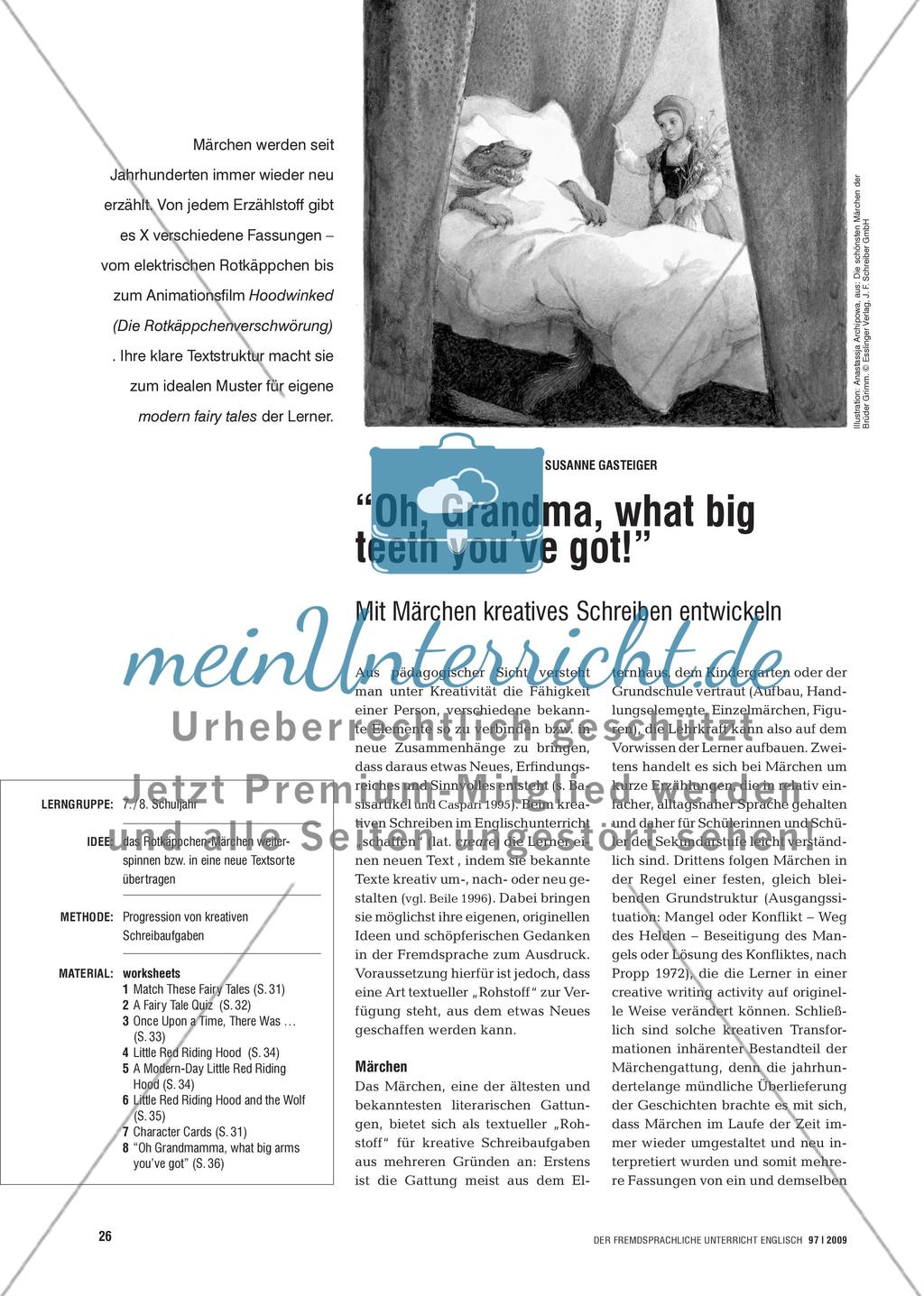“Oh, Grandma, what big teeth you’ve got!” - Mit Märchen kreatives Schreiben entwickeln Preview 1