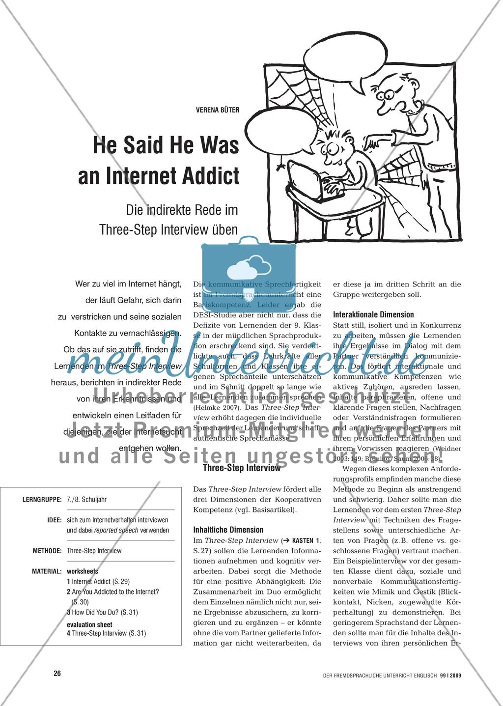 He Said He Was an Internet Addict - Grammatik im Three-Step Interview trainieren Preview 1
