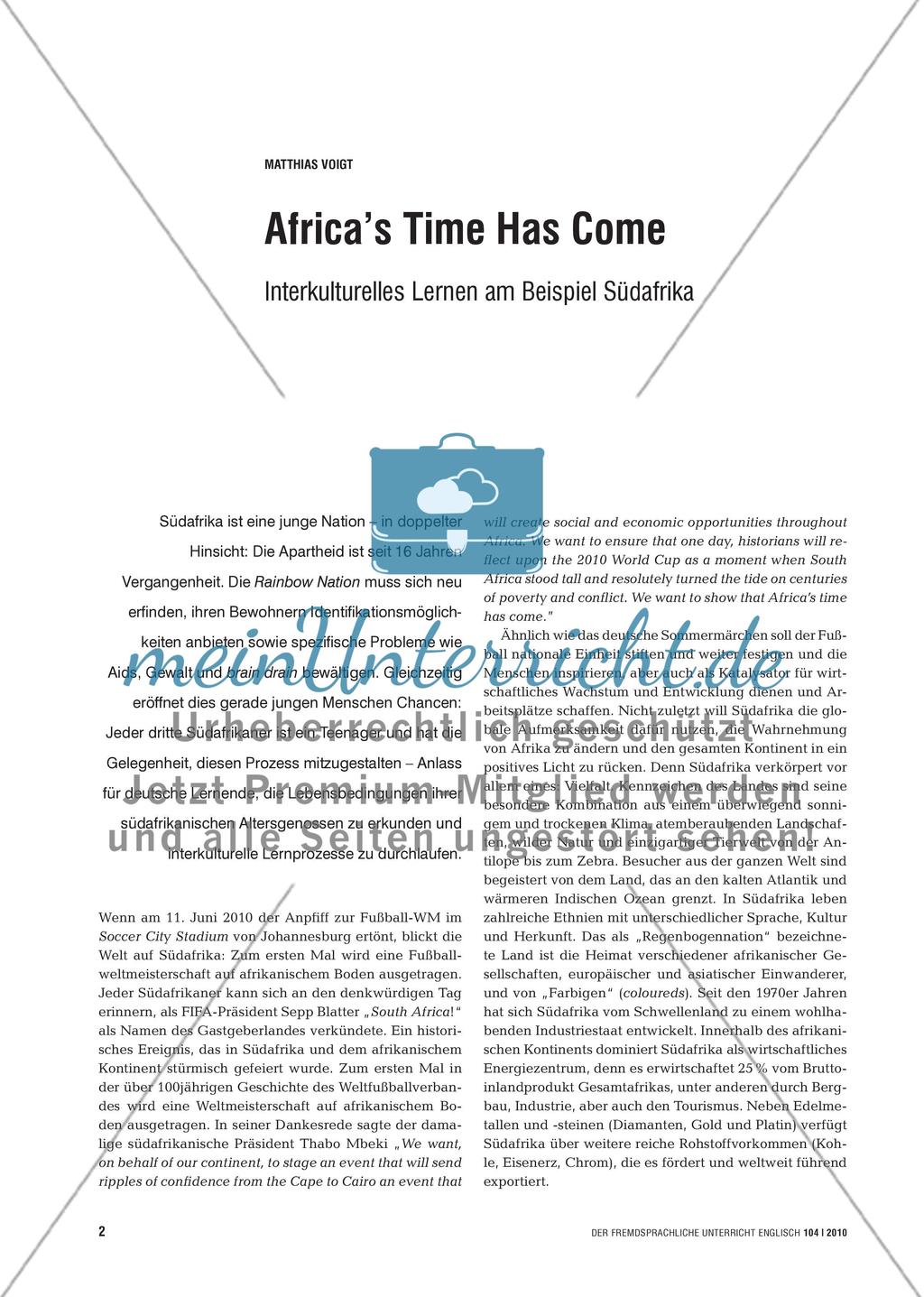 Africa’s Time Has Come - Interkulturelles Lernen am Beispiel Südafrika Preview 1
