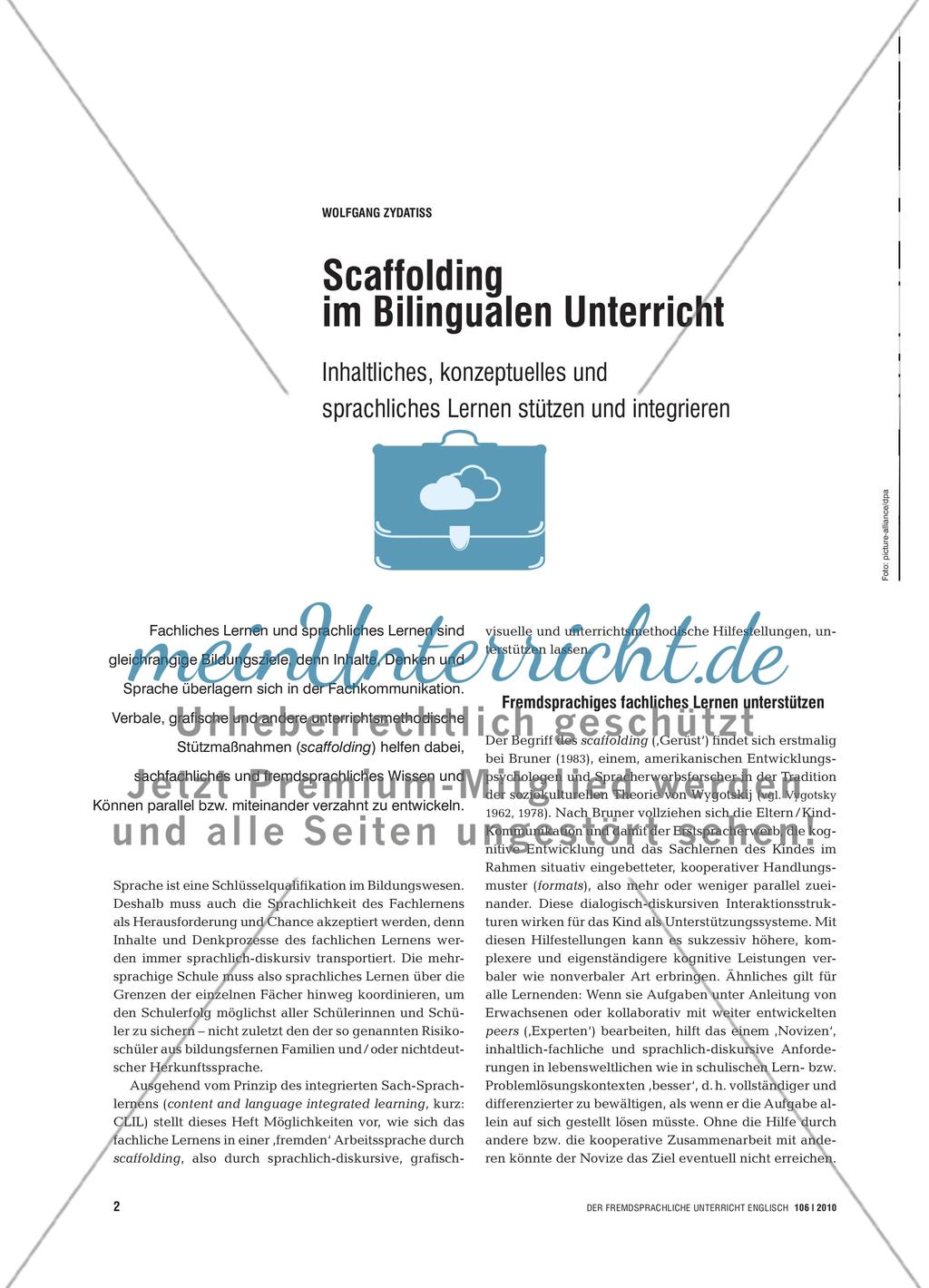 Scaffolding im Bilingualen Unterricht - Inhaltliches, konzeptuelles und sprachliches L ernen stützen und integrieren Preview 1