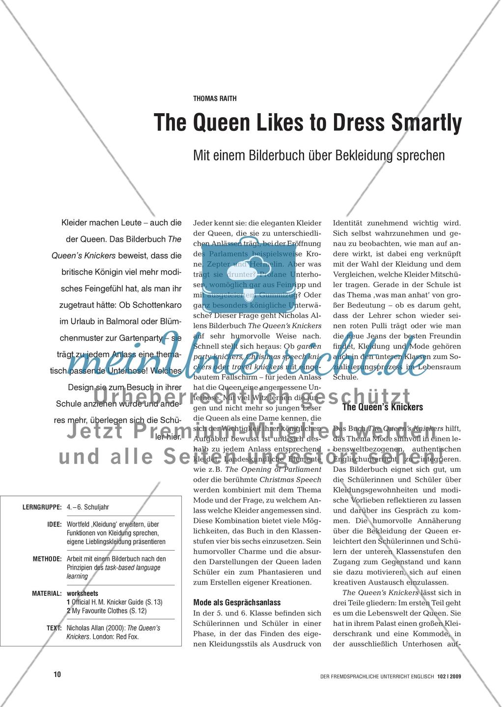 The Queen Likes to Dress Smartly - Mit einem Bilderbuch über Bekleidung sprechen Preview 1