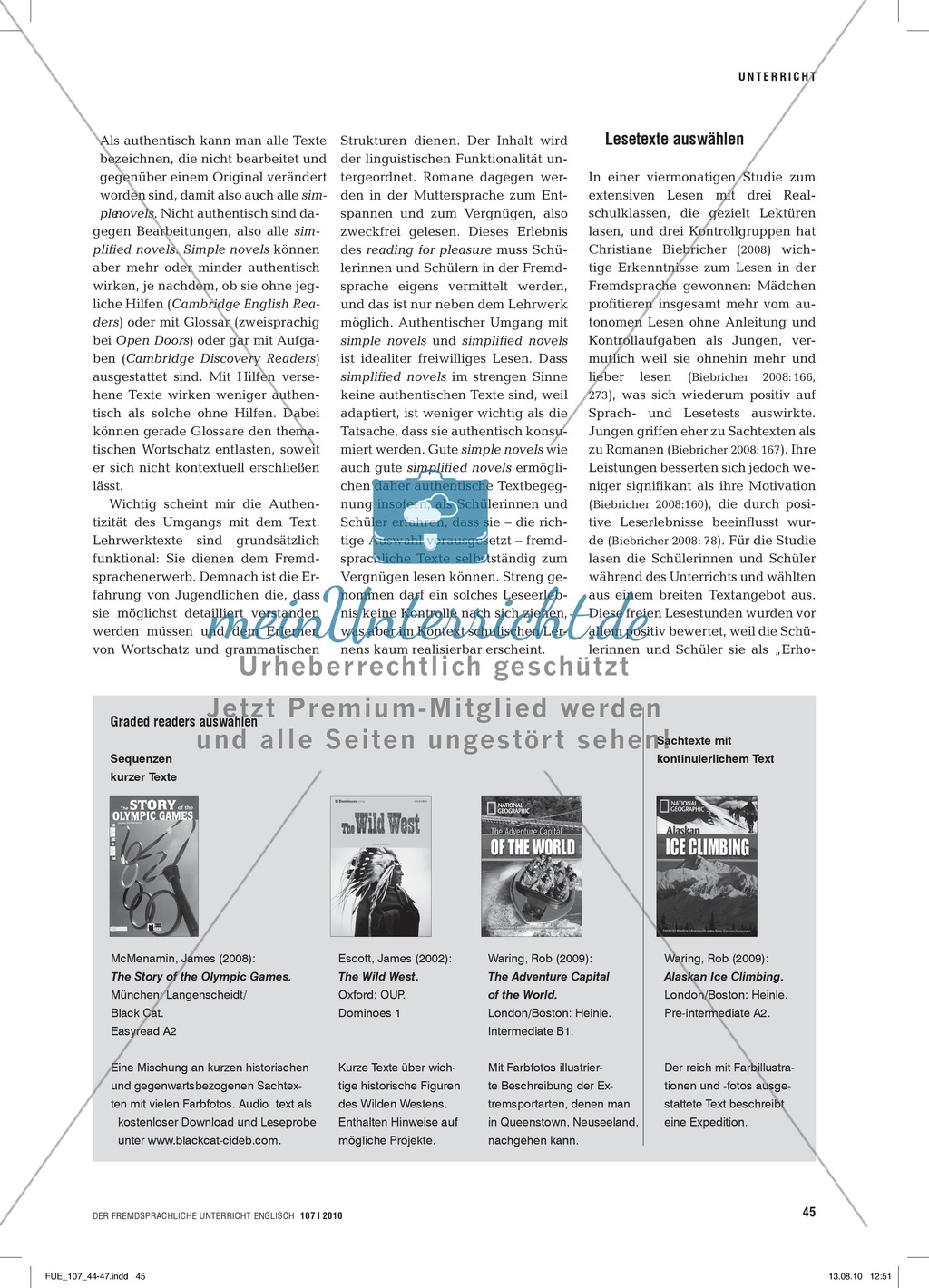 Mit simple novels ans Lesen heranführen: Praxisartikel Preview 2