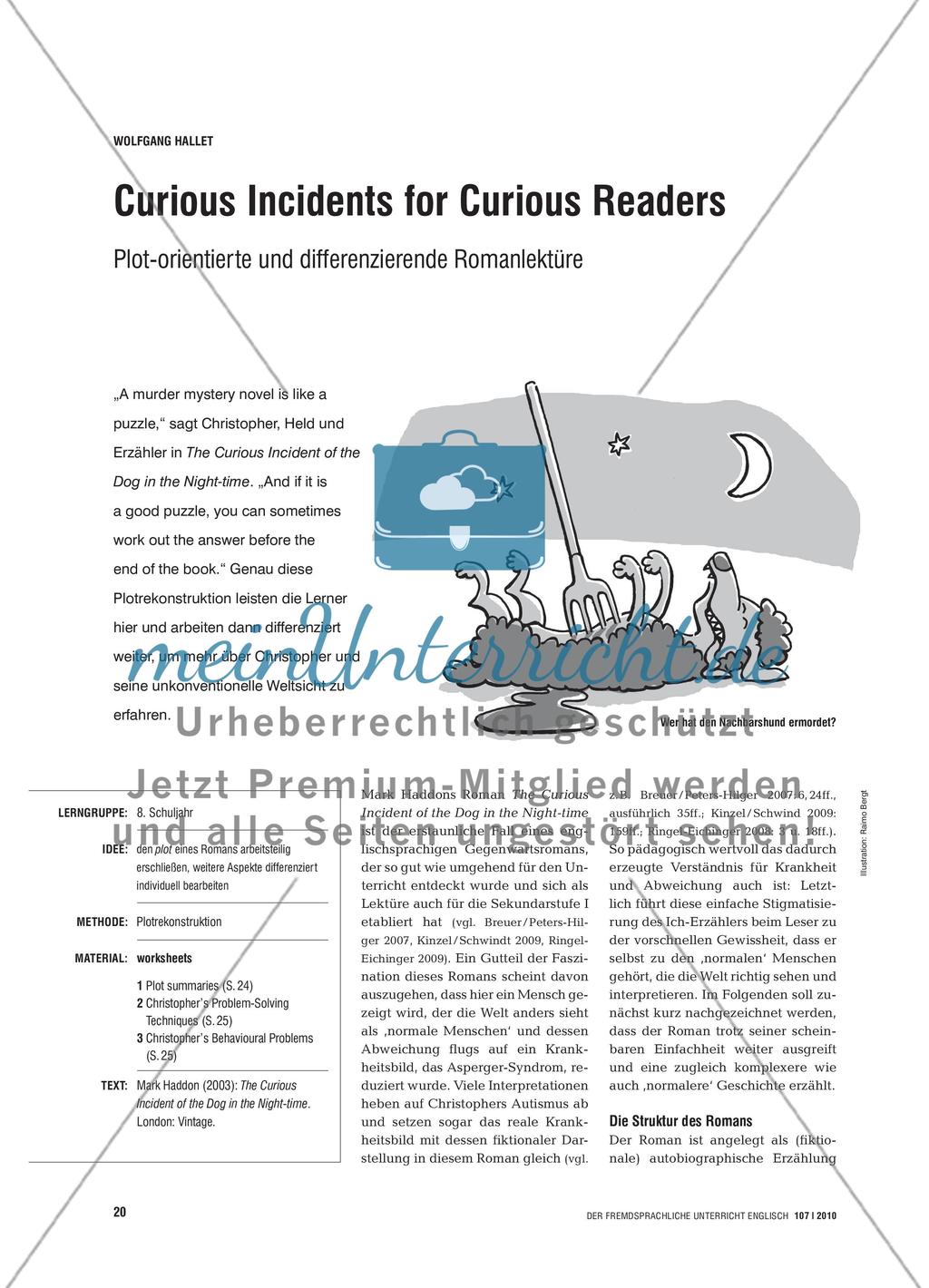 Curious Incidents for Curious Readers - Plot-orientierte und differenzierende Romanlektüre Preview 1