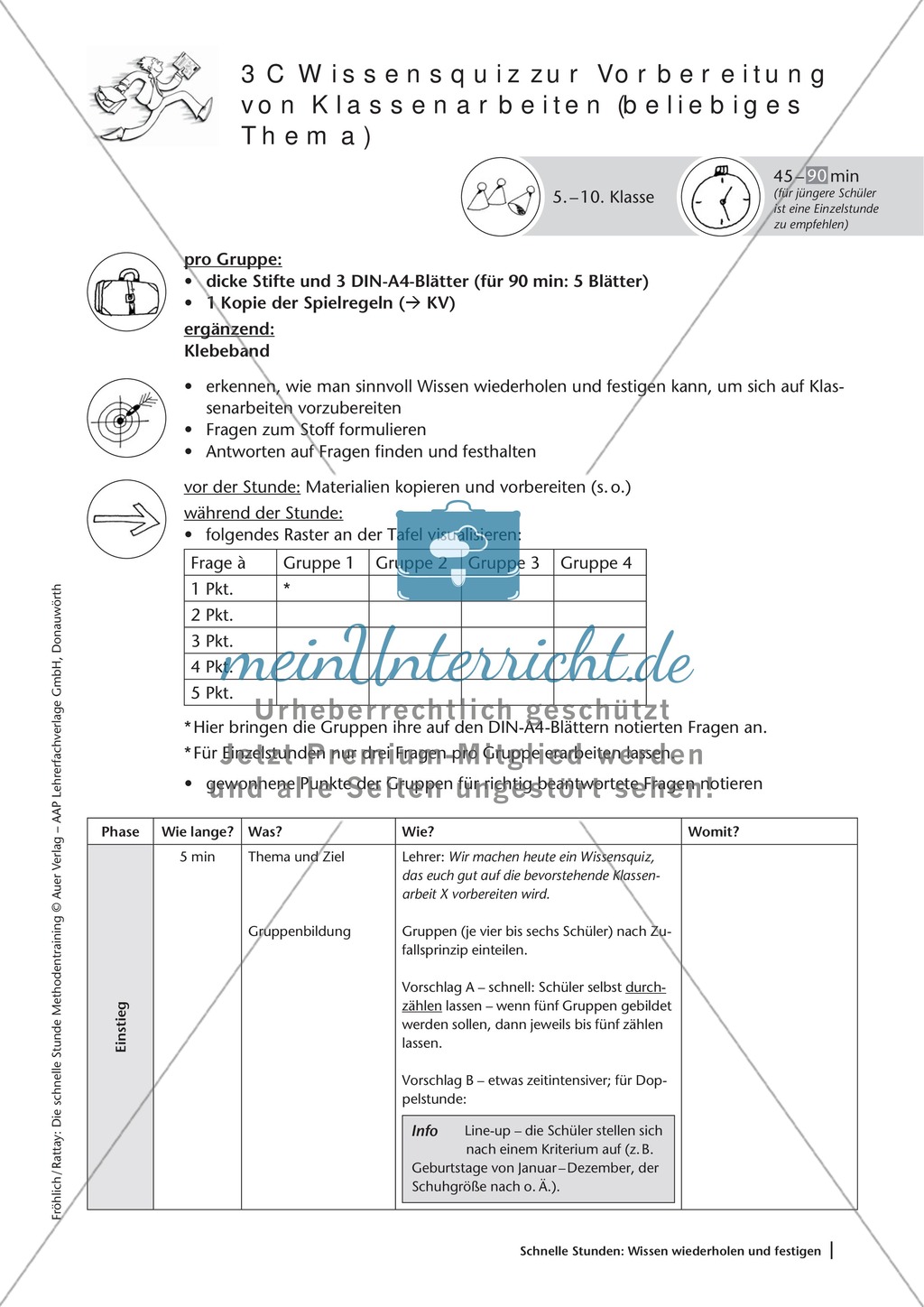 Methodenkompetenz: Wissensquiz zur Vorbereitung einer Klassenarbeit Preview 2