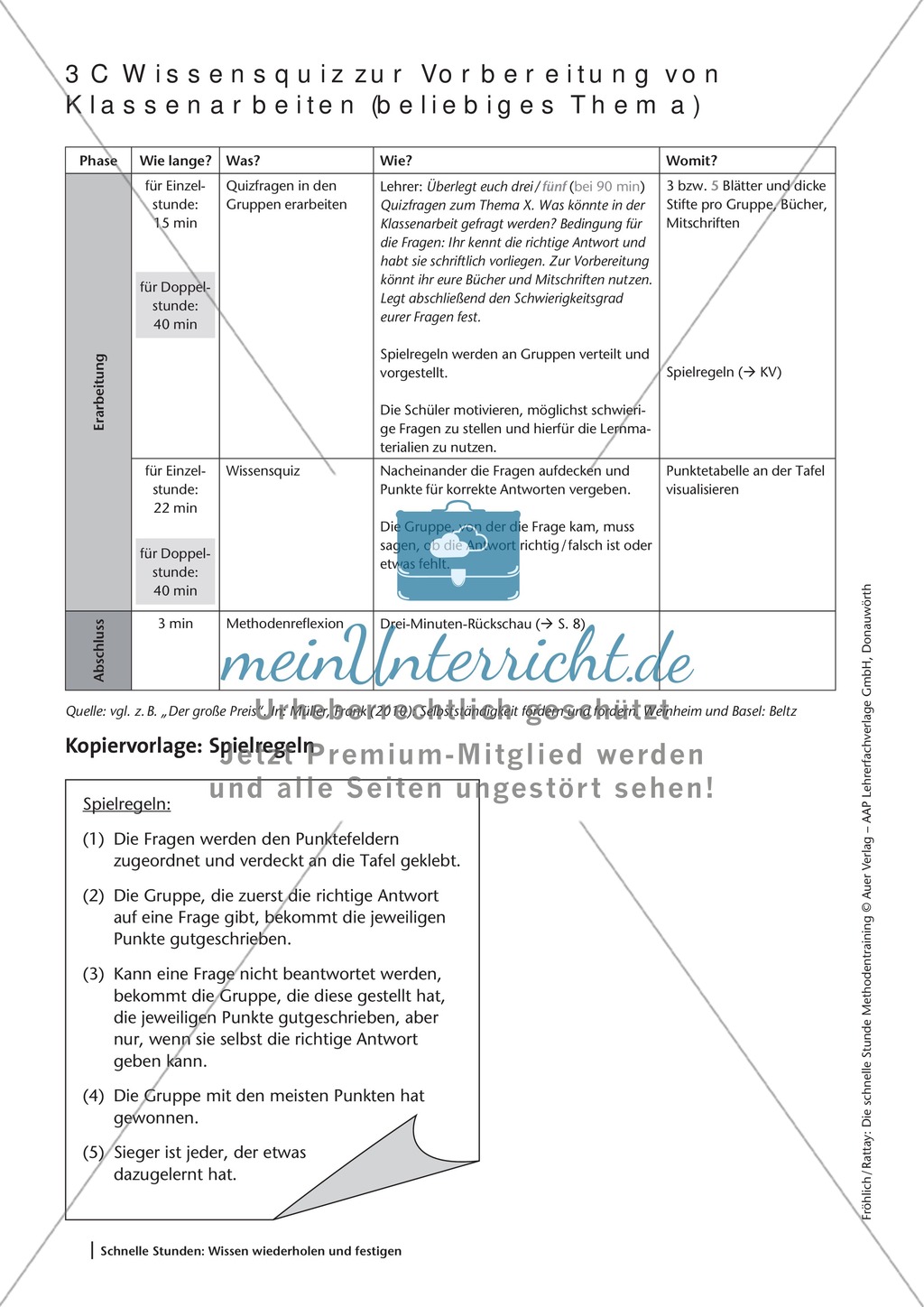 Methodenkompetenz: Wissensquiz zur Vorbereitung einer Klassenarbeit Preview 3