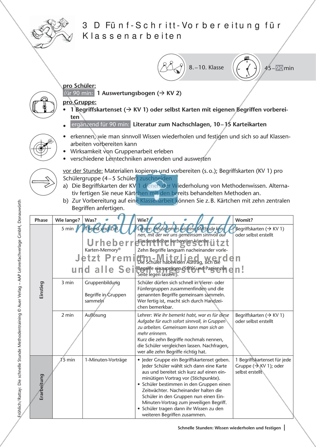 Methodenkompetenz: 5-Schritt-Methode zur Vorbereitung einer Klassenarbeit Preview 2