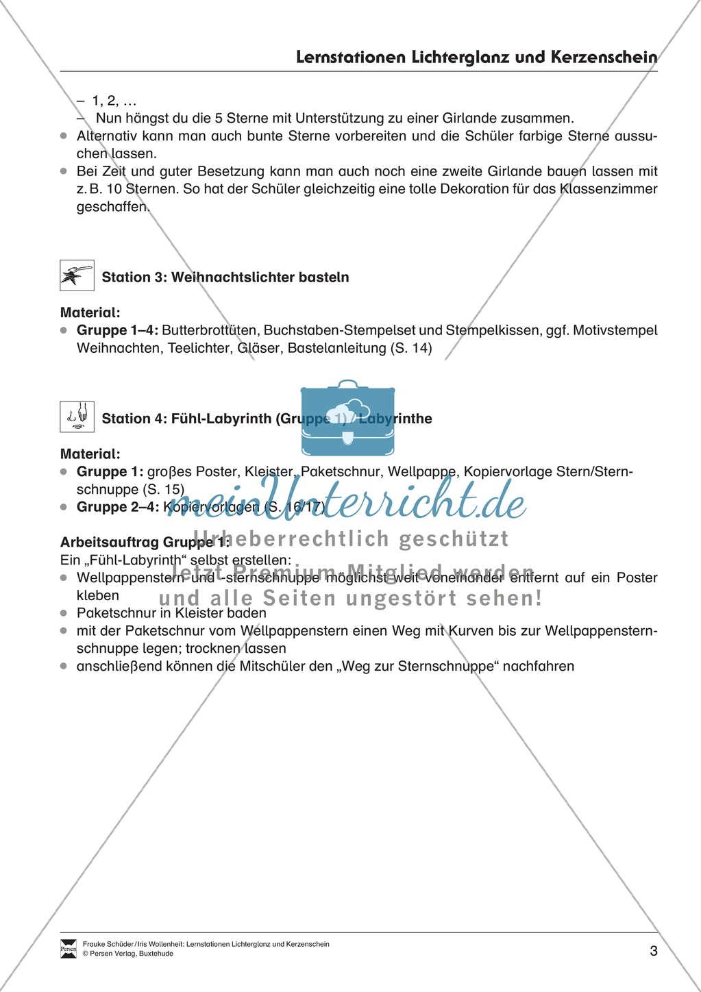 Stationen- bzw. Gruppenarbeit zum Thema Weihnachten + detaillierte Materialliste für die Stationen Preview 2