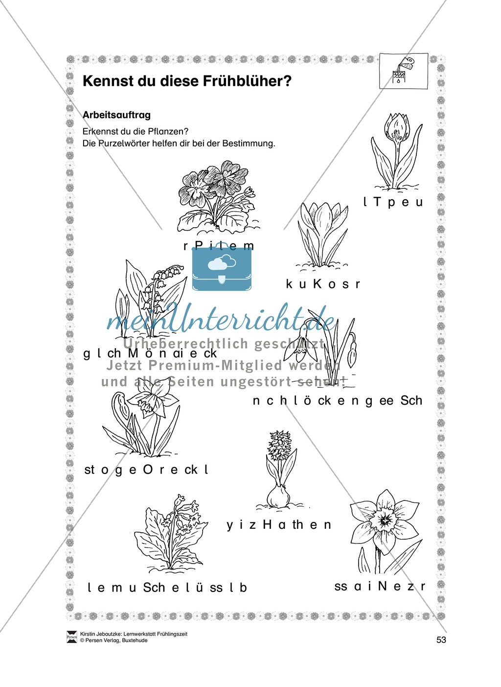 Aufgaben für das Fach Sachkunde zum Thema Frühling Preview 2
