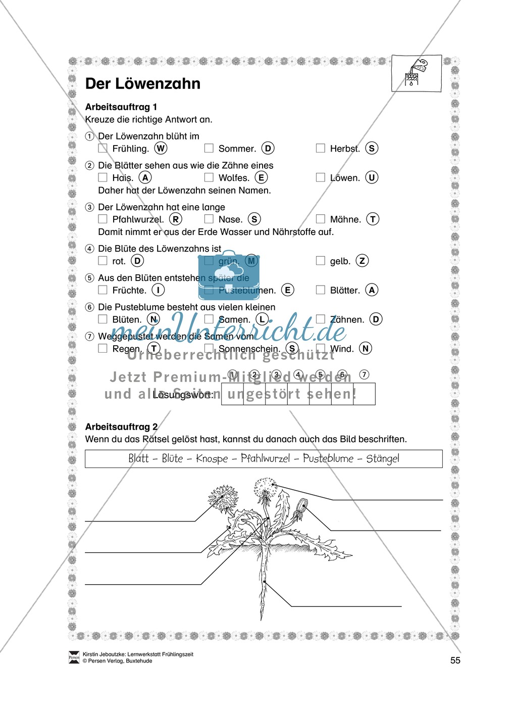 Aufgaben für das Fach Sachkunde zum Thema Frühling Preview 4