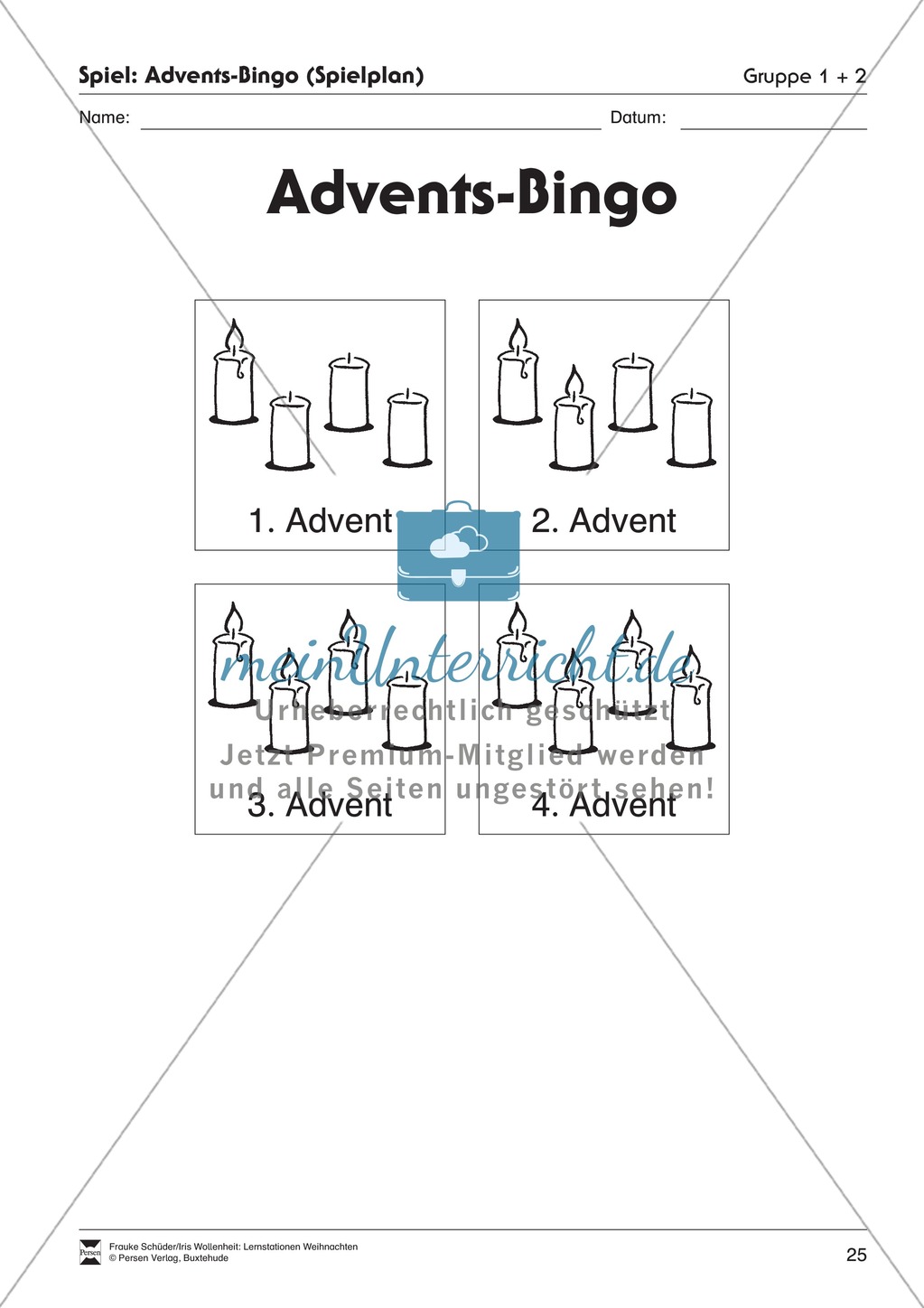 Stationsarbeit zum Thema Advent Preview 19