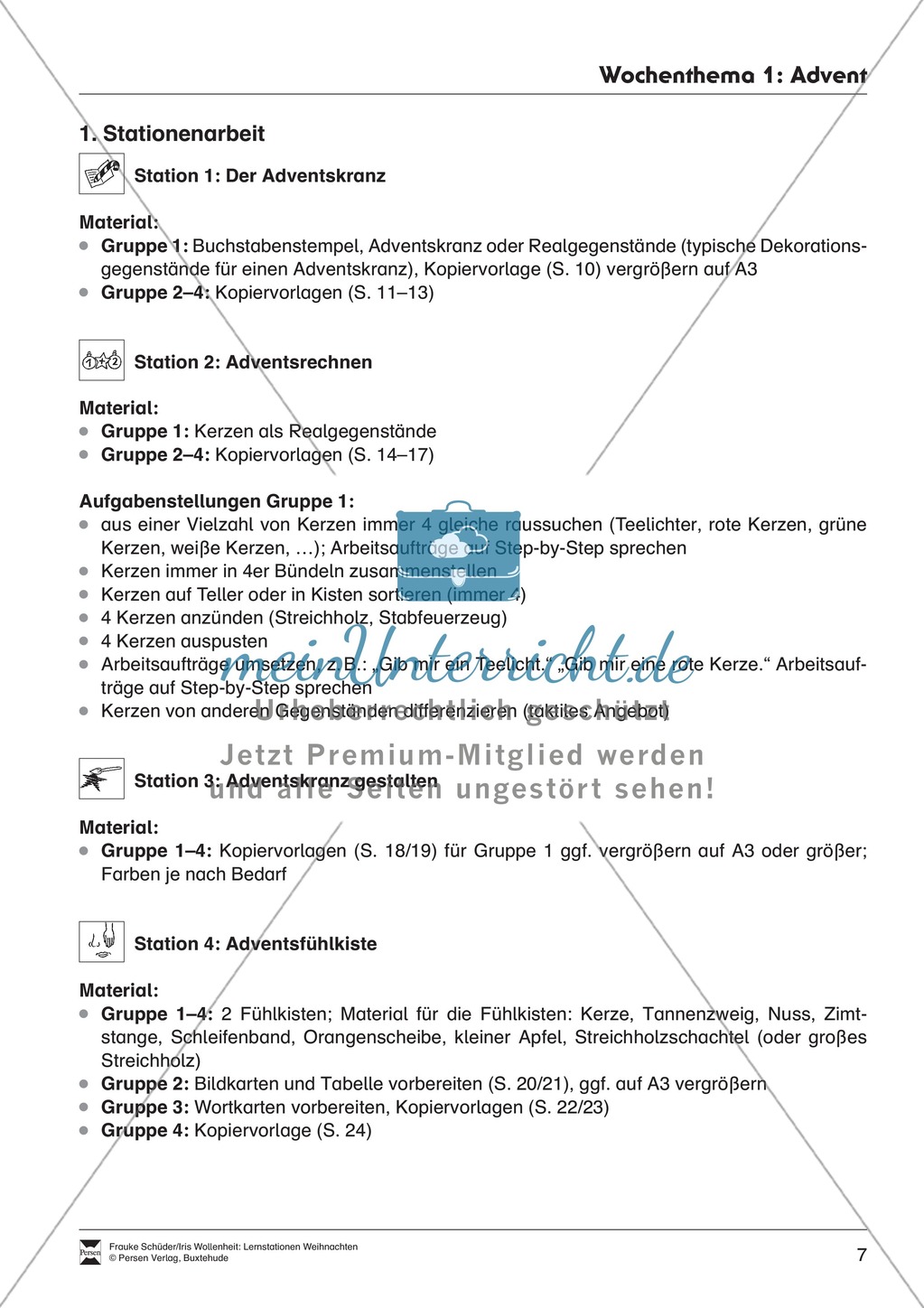 Stationsarbeit zum Thema Advent Preview 1