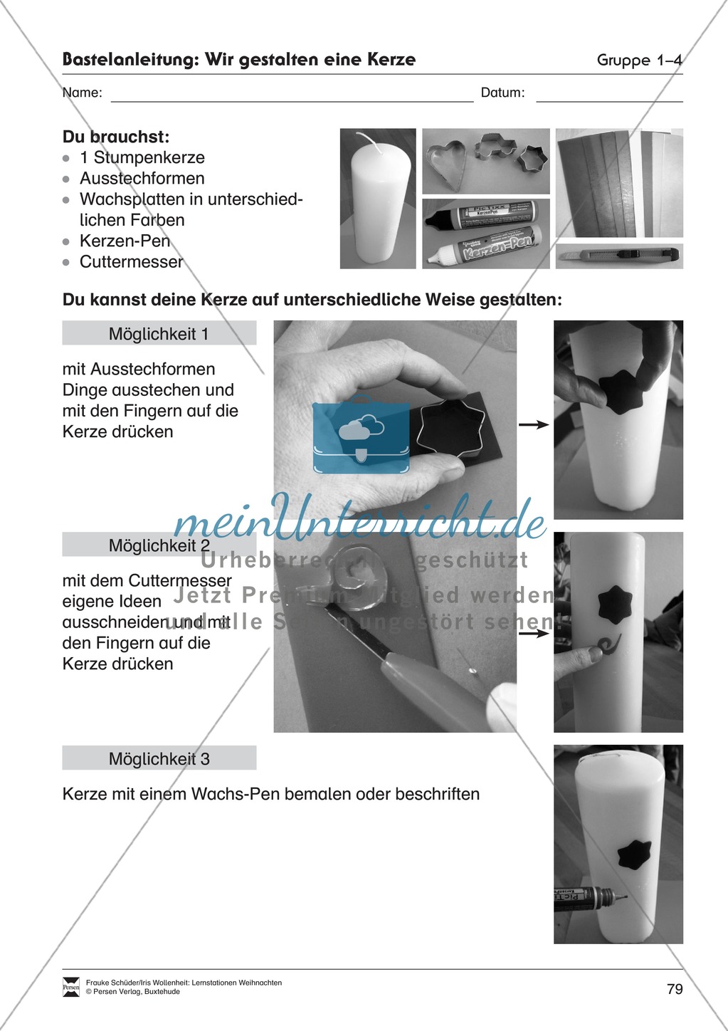 Stationsarbeit zum Thema Lichterglanz und Kerzenschein Preview 19