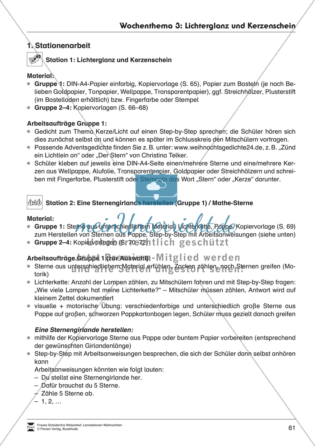 Stationsarbeit zum Thema Lichterglanz und Kerzenschein Preview 1