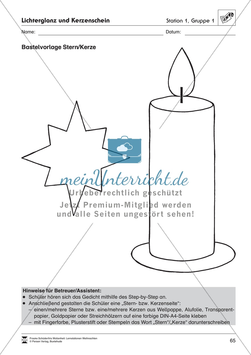 Stationsarbeit zum Thema Lichterglanz und Kerzenschein Preview 5