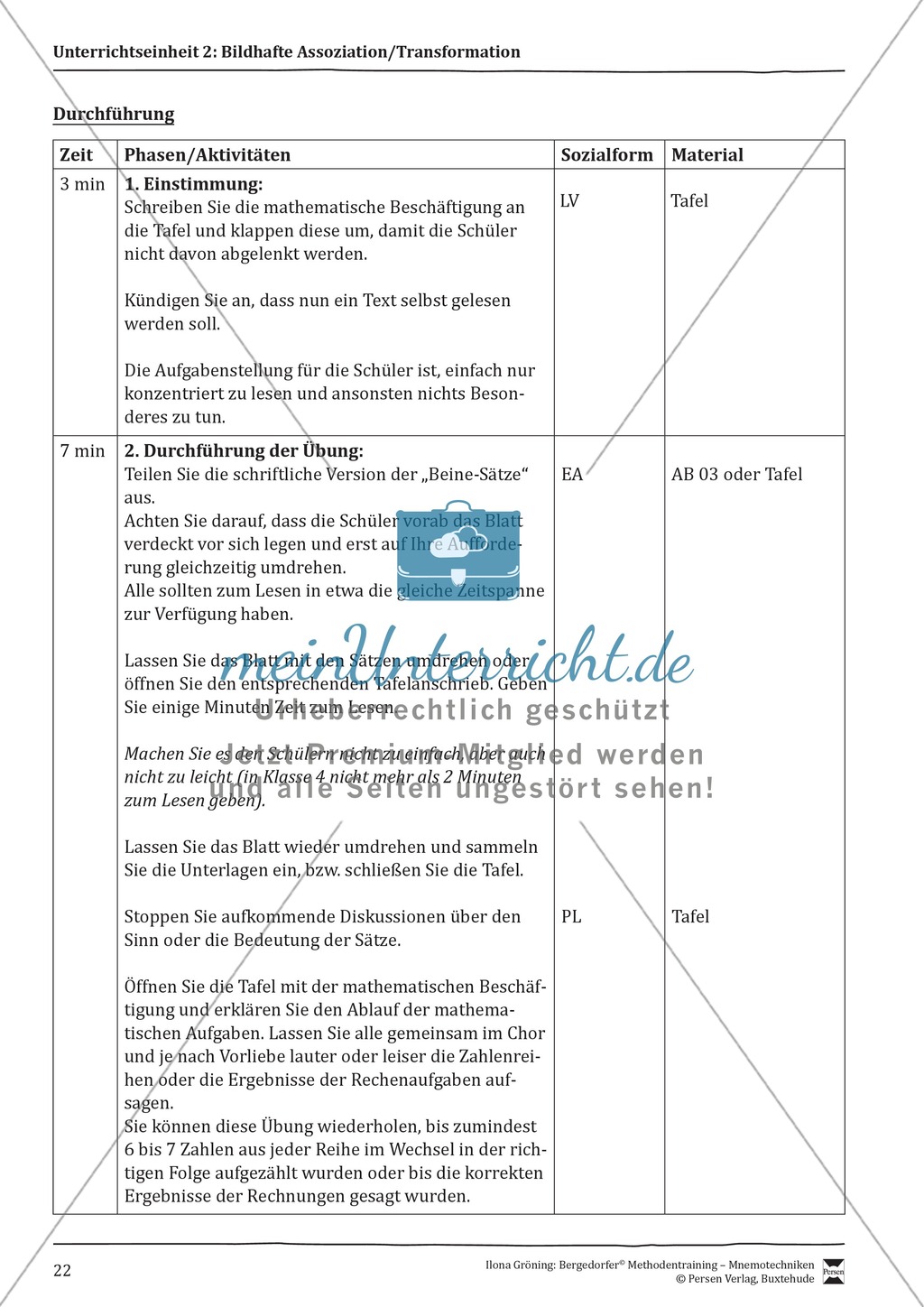 Mnemotechniken: Unterrichtsstunde zum Thema "Bildhafte Assoziation" + Zielsetzung und didaktische Hinweise Preview 2