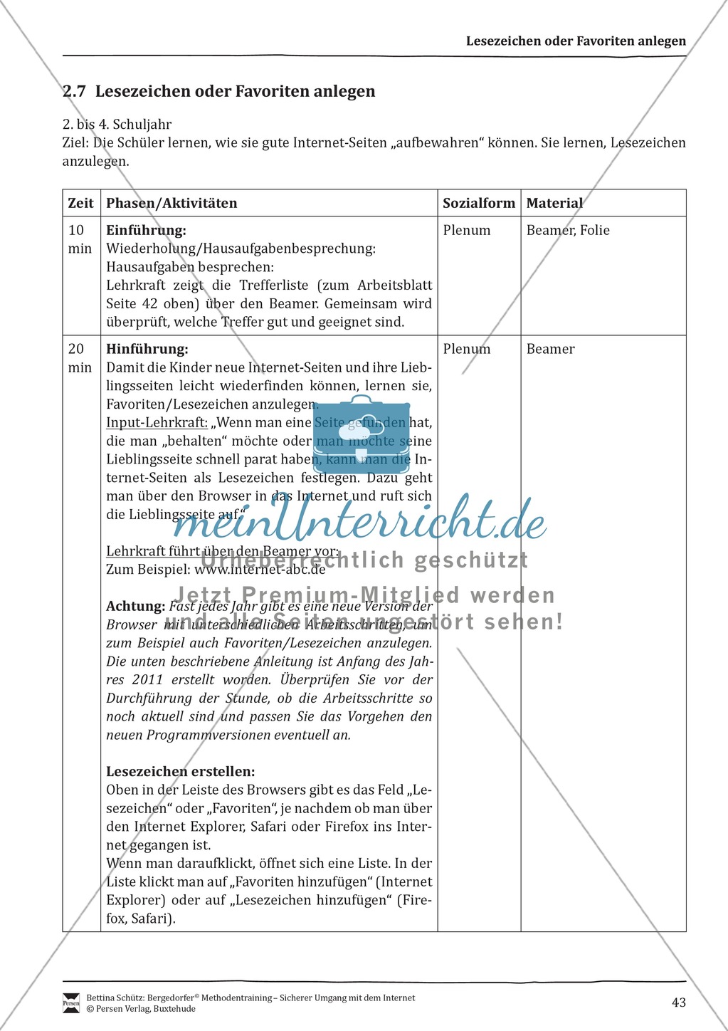 Gute Internetseiten merken (Lesezeichen/Favoriten) + Verlaufsplanung Preview 1