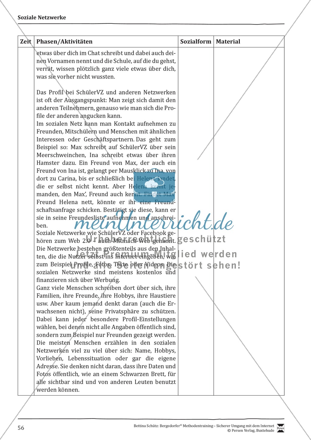 Soziale Netzwerke: Gefahren und Datenschutz + Verlaufsplanung Preview 2