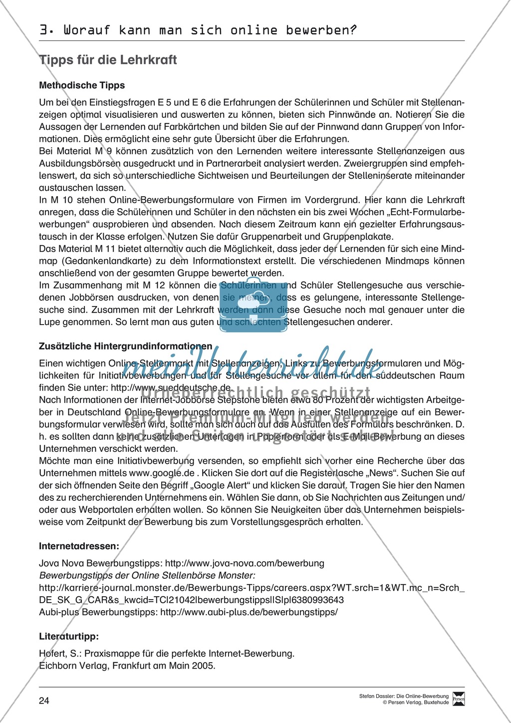 Der Online-Stellenmarkt + Lehrerhinweise Preview 1