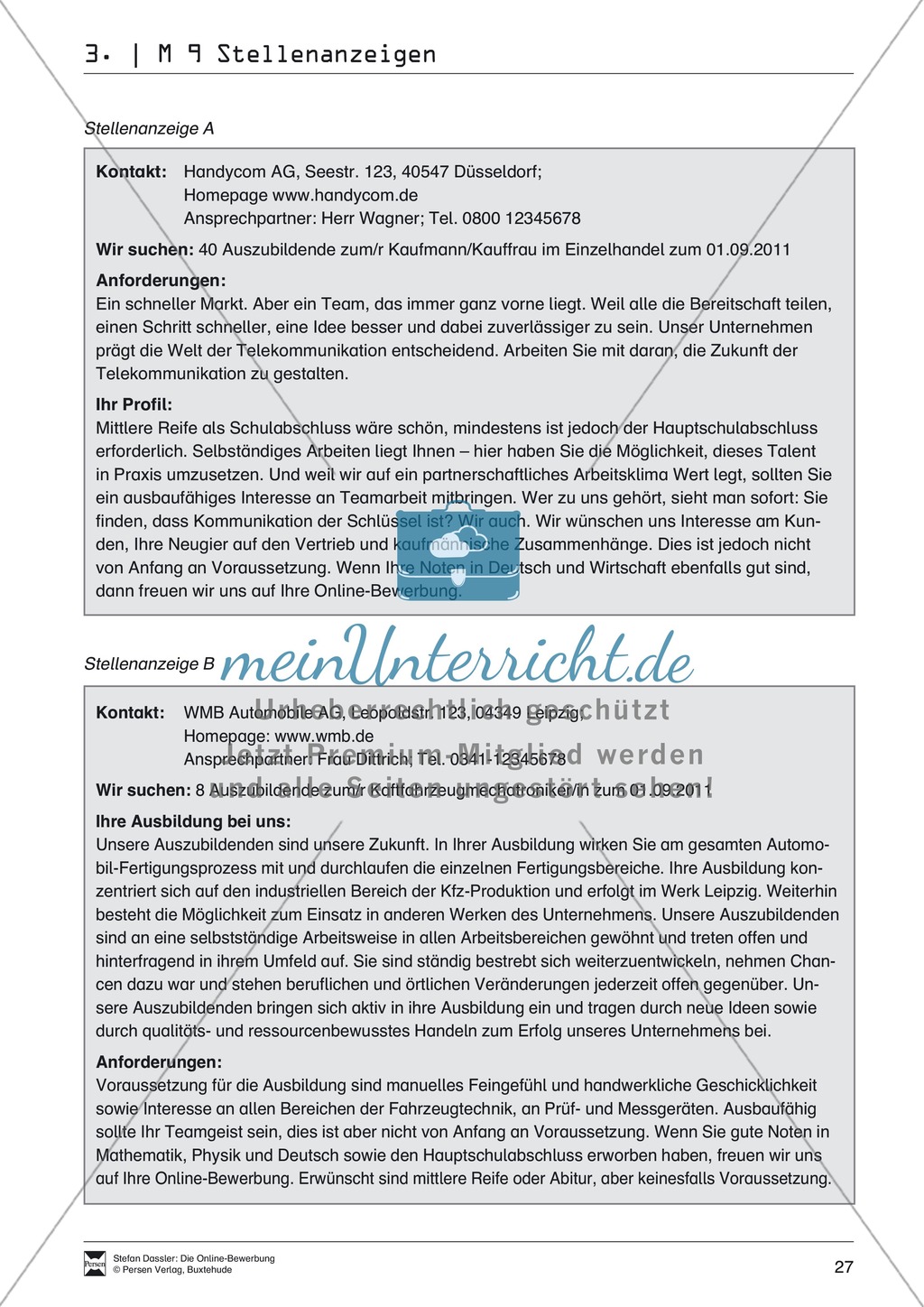 Der Online-Stellenmarkt + Lehrerhinweise Preview 4