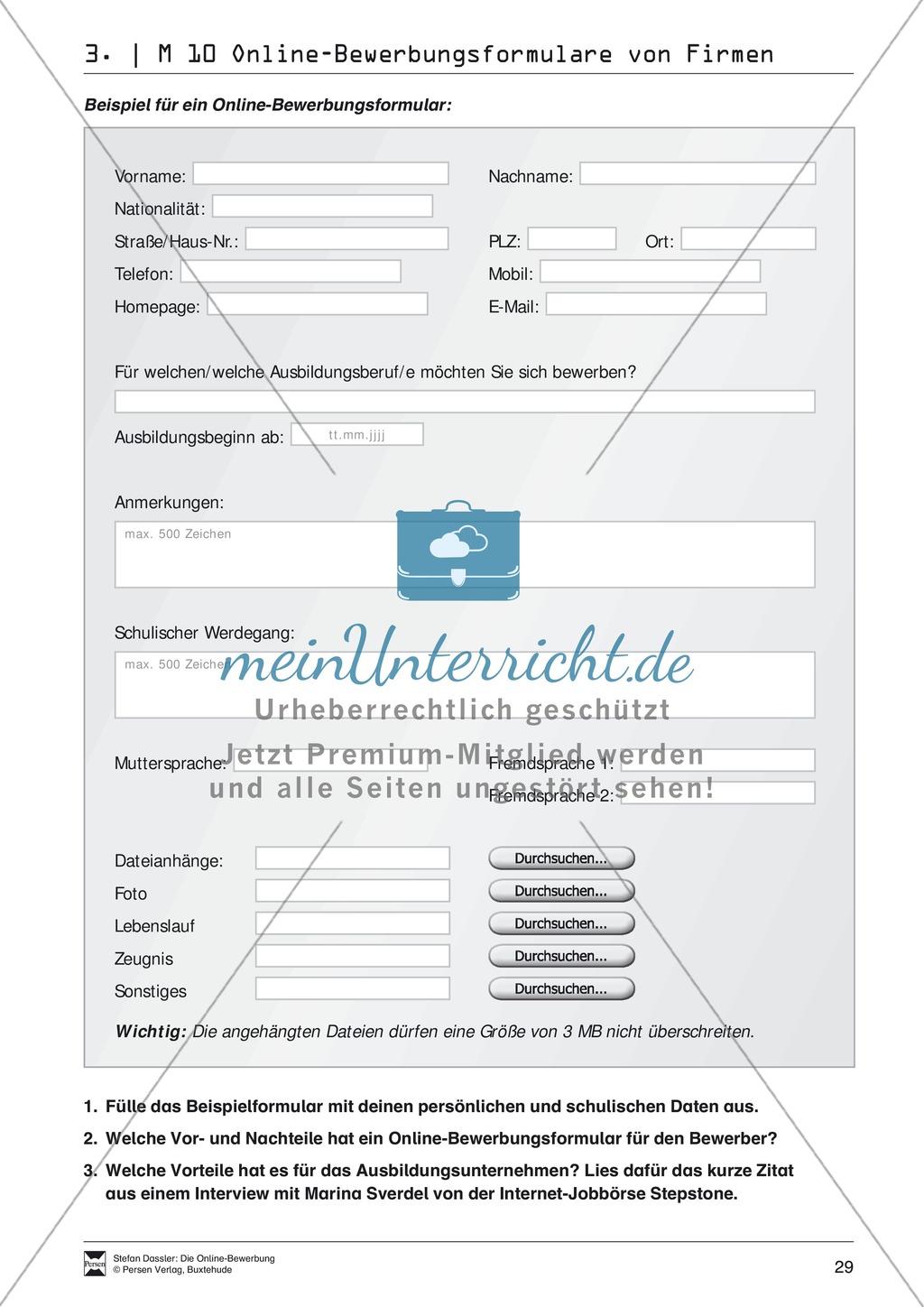Der Online-Stellenmarkt + Lehrerhinweise Preview 6