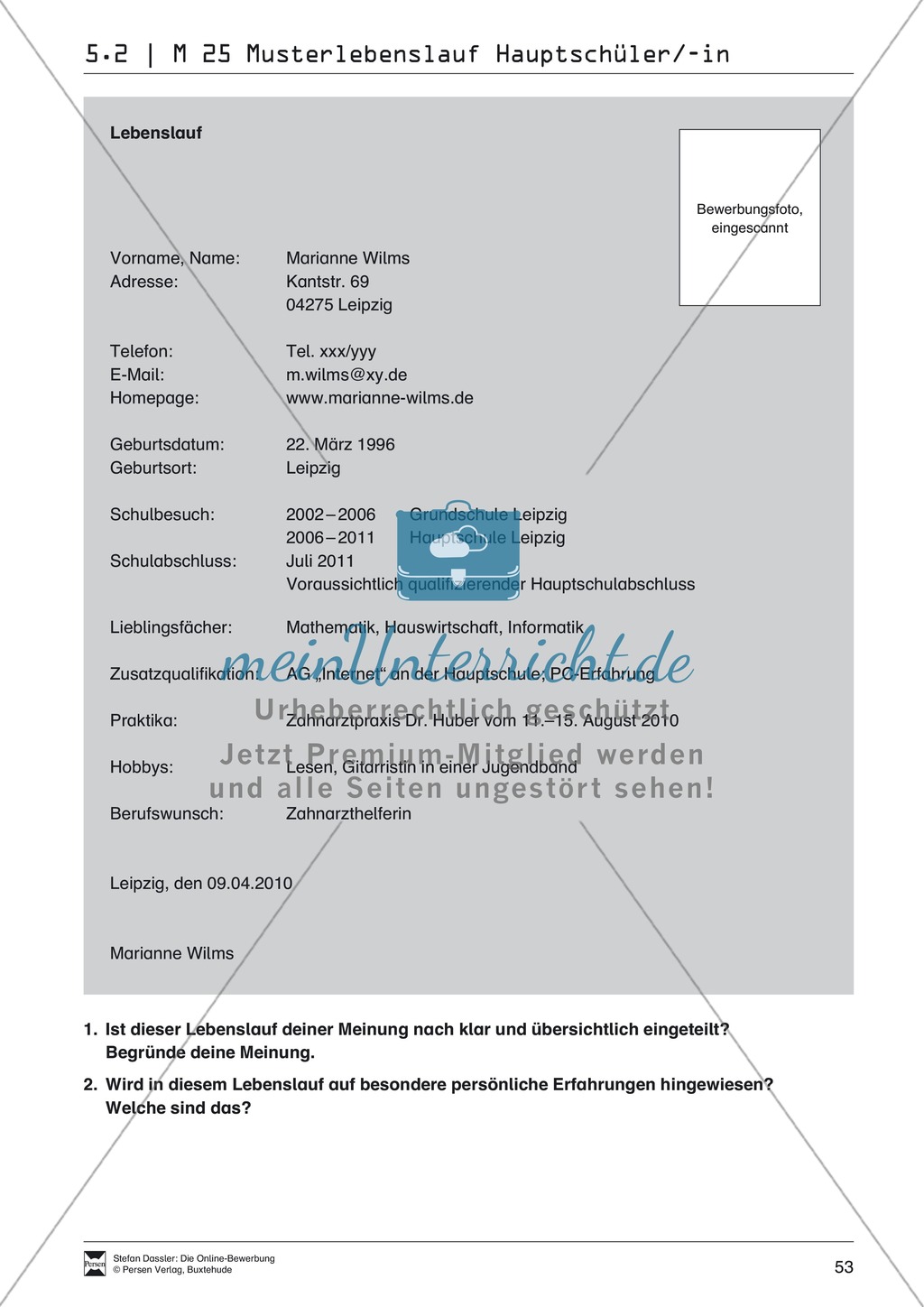 Eine ausführliche Onlinebewerbung schreiben + Lehrerhinweise Preview 11