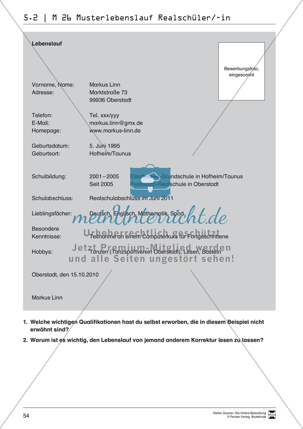 Eine ausführliche Onlinebewerbung schreiben + Lehrerhinweise Preview 12