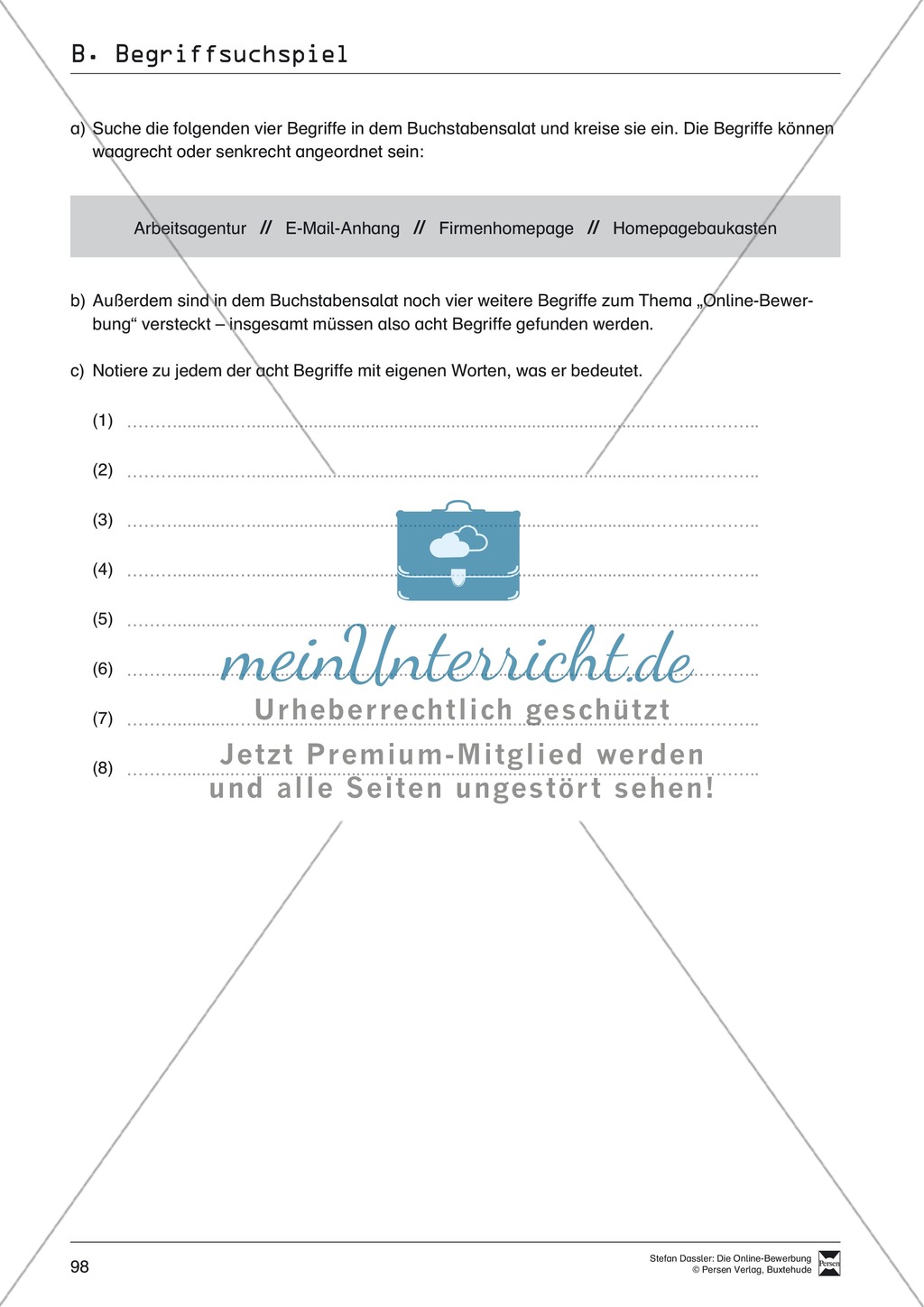 Kleines Wissensquiz rund um das Thema Bewerbungen mit Lösungen + Lehrerhinweise Preview 6
