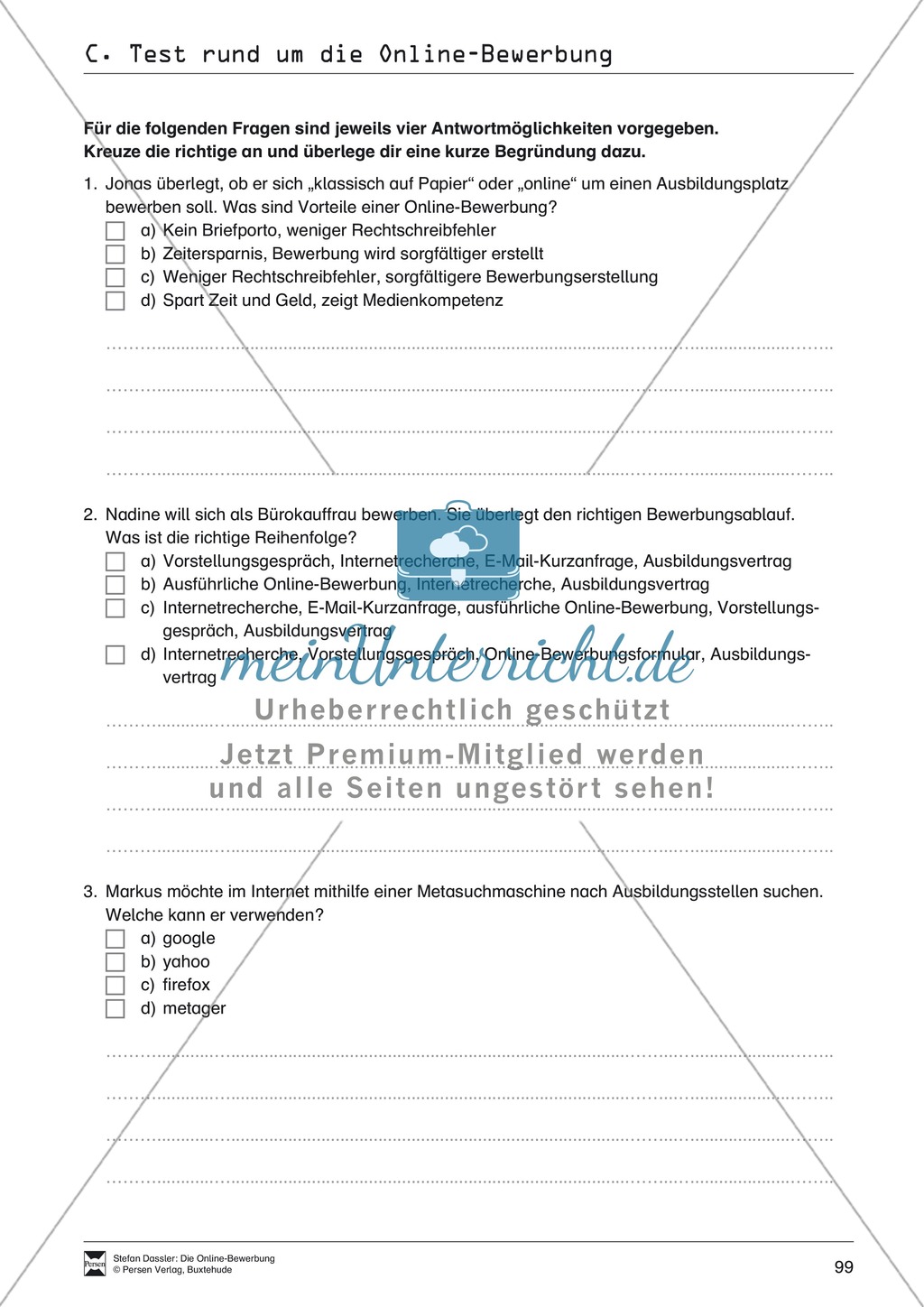 Kleines Wissensquiz rund um das Thema Bewerbungen mit Lösungen + Lehrerhinweise Preview 7