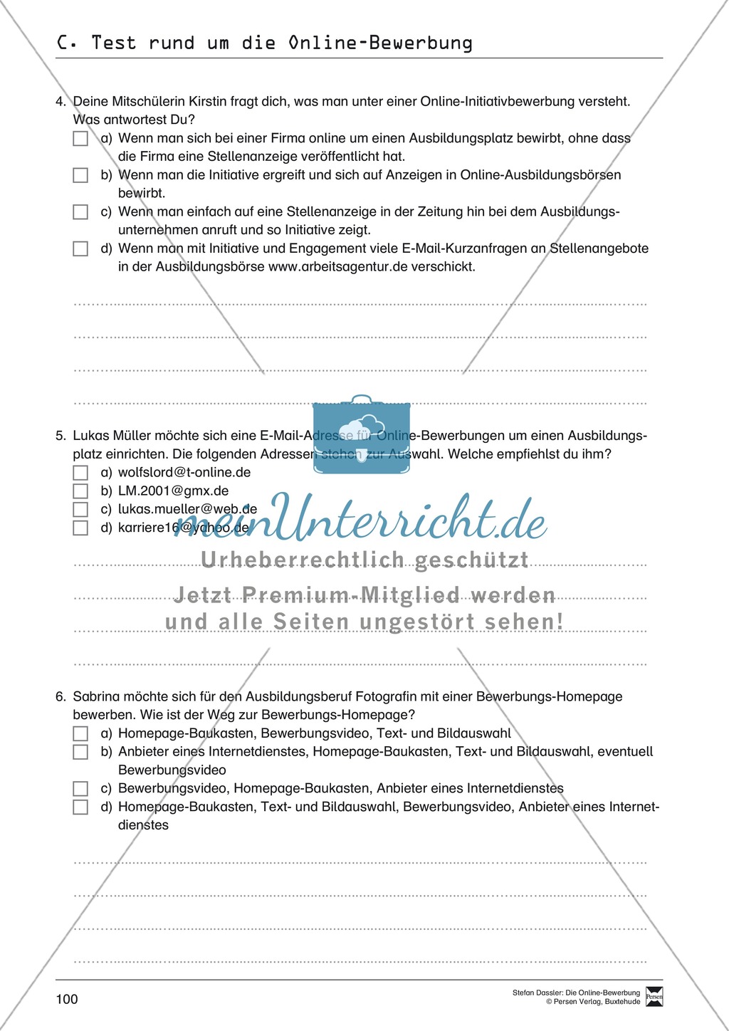 Kleines Wissensquiz rund um das Thema Bewerbungen mit Lösungen + Lehrerhinweise Preview 8