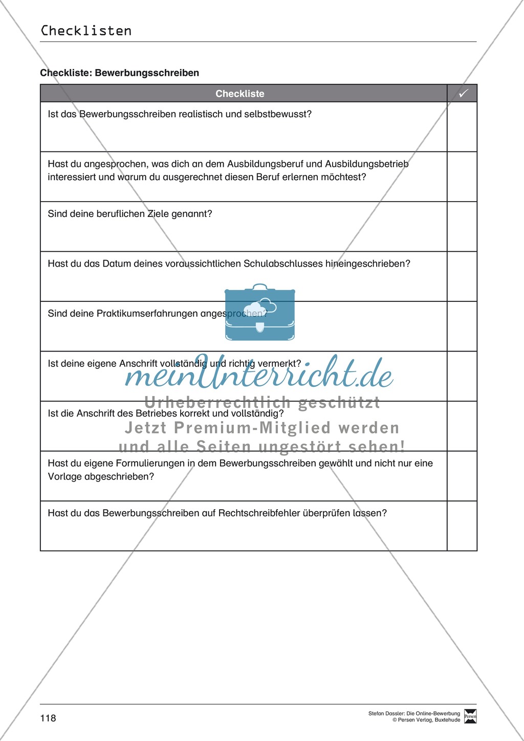 Hilfestellung für das Schreiben von Bewerbungen: Checklisten zum Abhaken + Glossar Preview 1
