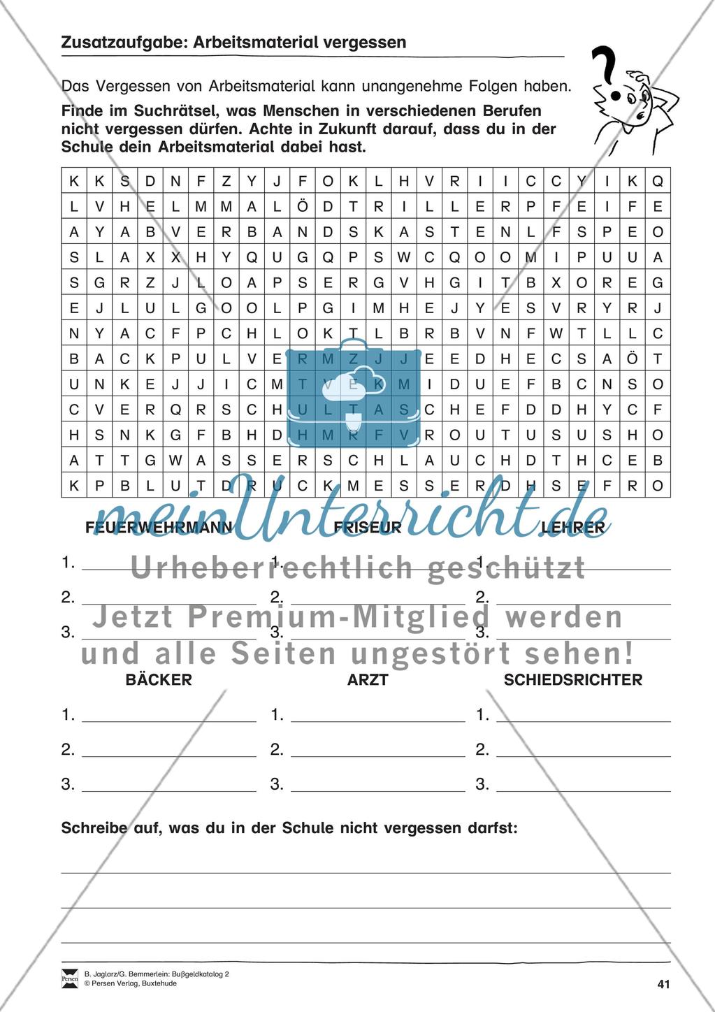 Arbeitsmaterial vergessen Preview 1