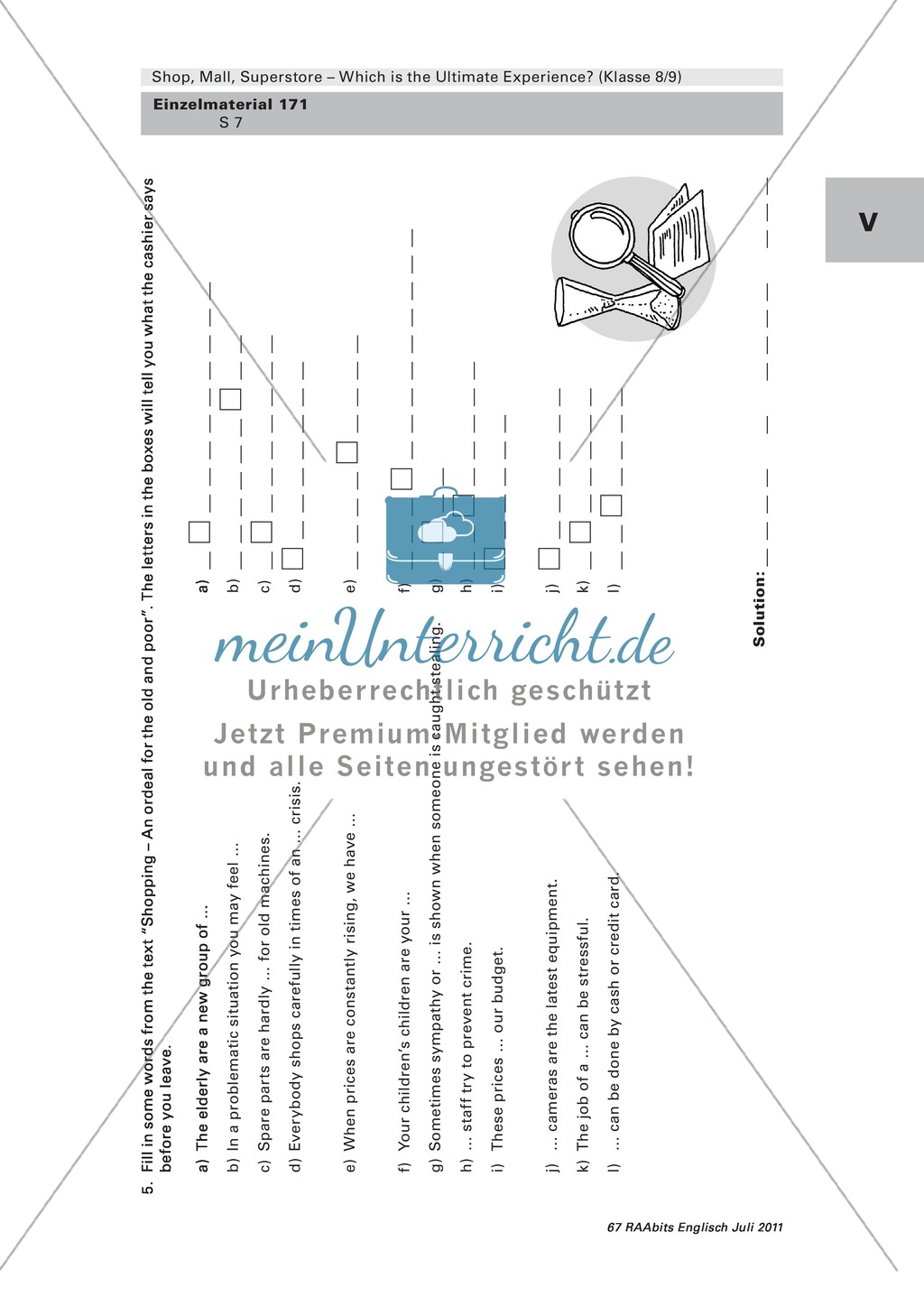 Shopping as an ordeal: Einkaufen aus Sicht der Alten und Armen. Mit Text und Rätsel. Preview 2
