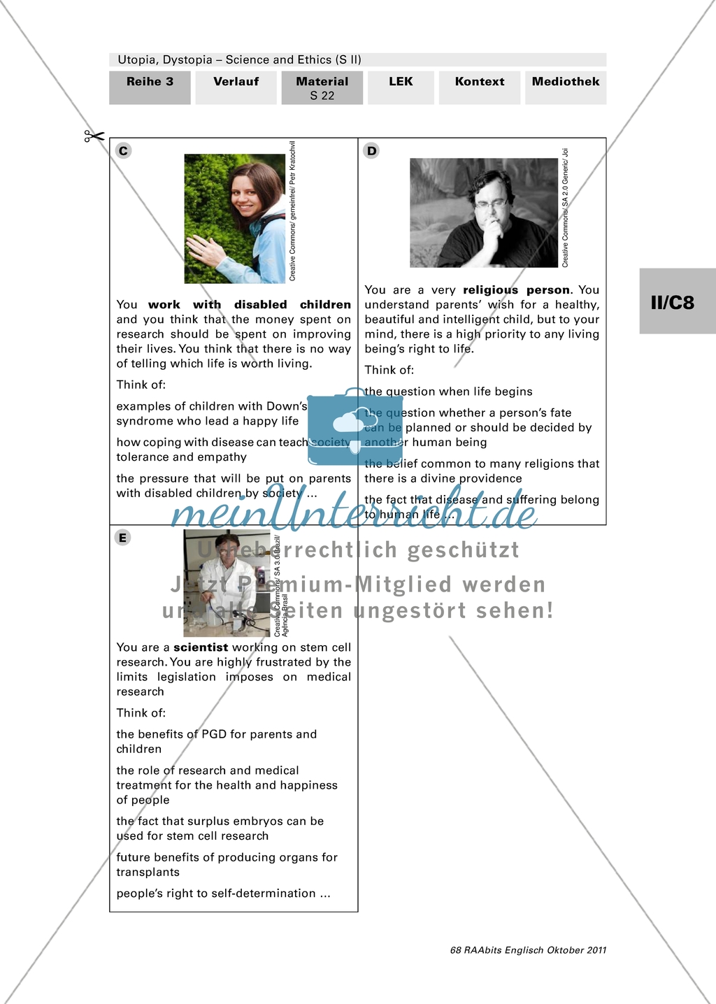 Scientific progress and the ethical implications of it. Der wissenschaftliche Fortschritt aus verschiedenen Blickwinkeln. Mit hilfreichen Sätzen für eine Diskussion und Erwartungshorizont. Preview 2