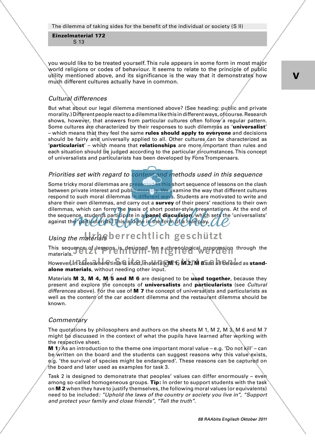 A set of moral values: worksheet with commentary Preview 2