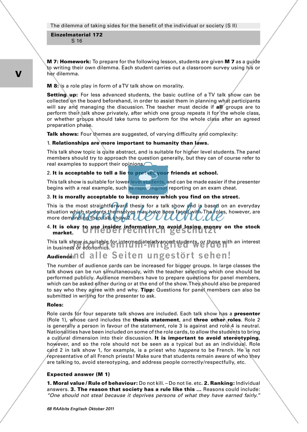 A set of moral values: worksheet with commentary Preview 3