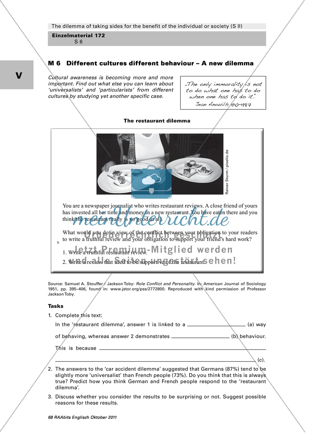Different cultures different behaviour - a dilemma: worksheet with commentary Preview 1