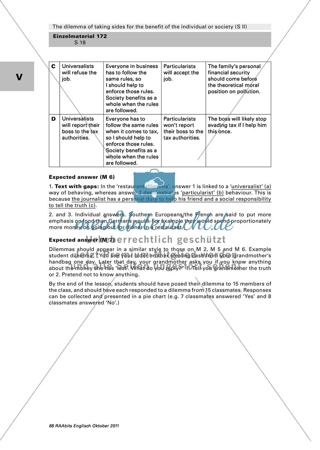 Different cultures different behaviour - a dilemma: worksheet with commentary Preview 3