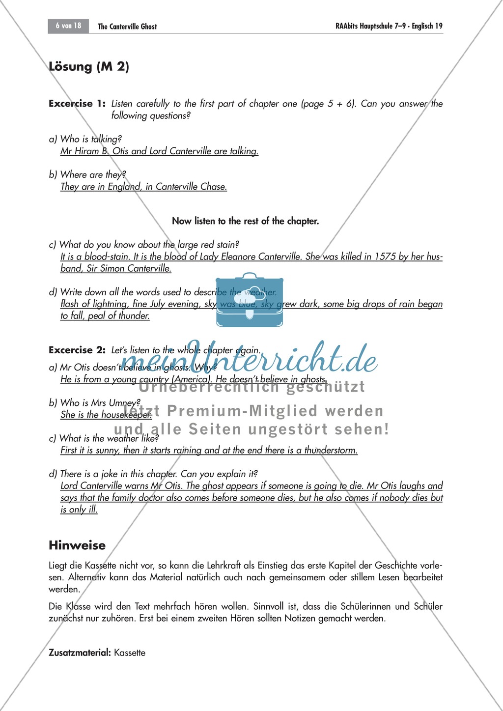 Begleitmaterial zu