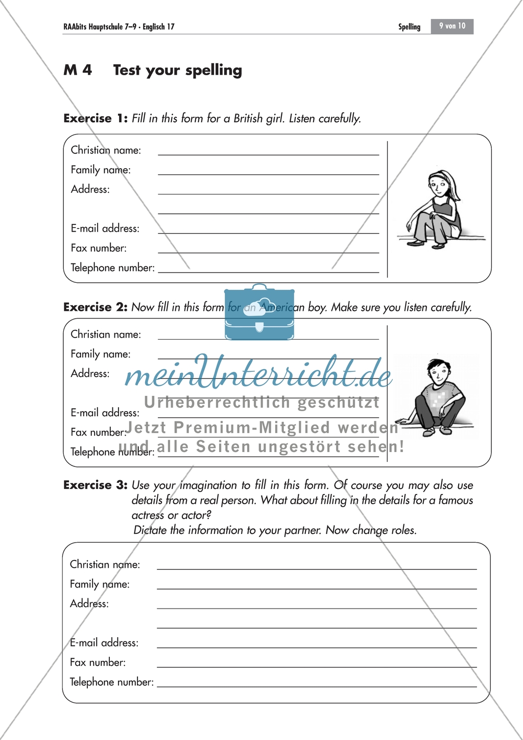 Listening comprehension of spelling: Zwei Steckbriefe zum Ausfüllen. Mit Lösungen und didaktischen Anmerkungen Preview 1