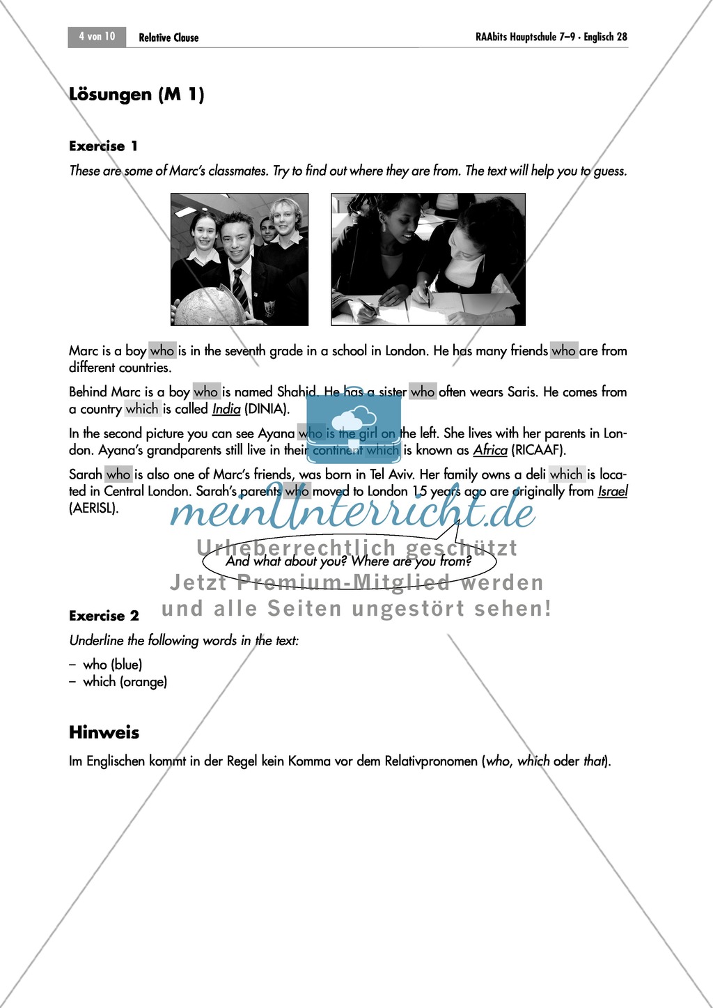 Relative pronouns and sentences: Finding the rule, practicing it and forming sentences Preview 2