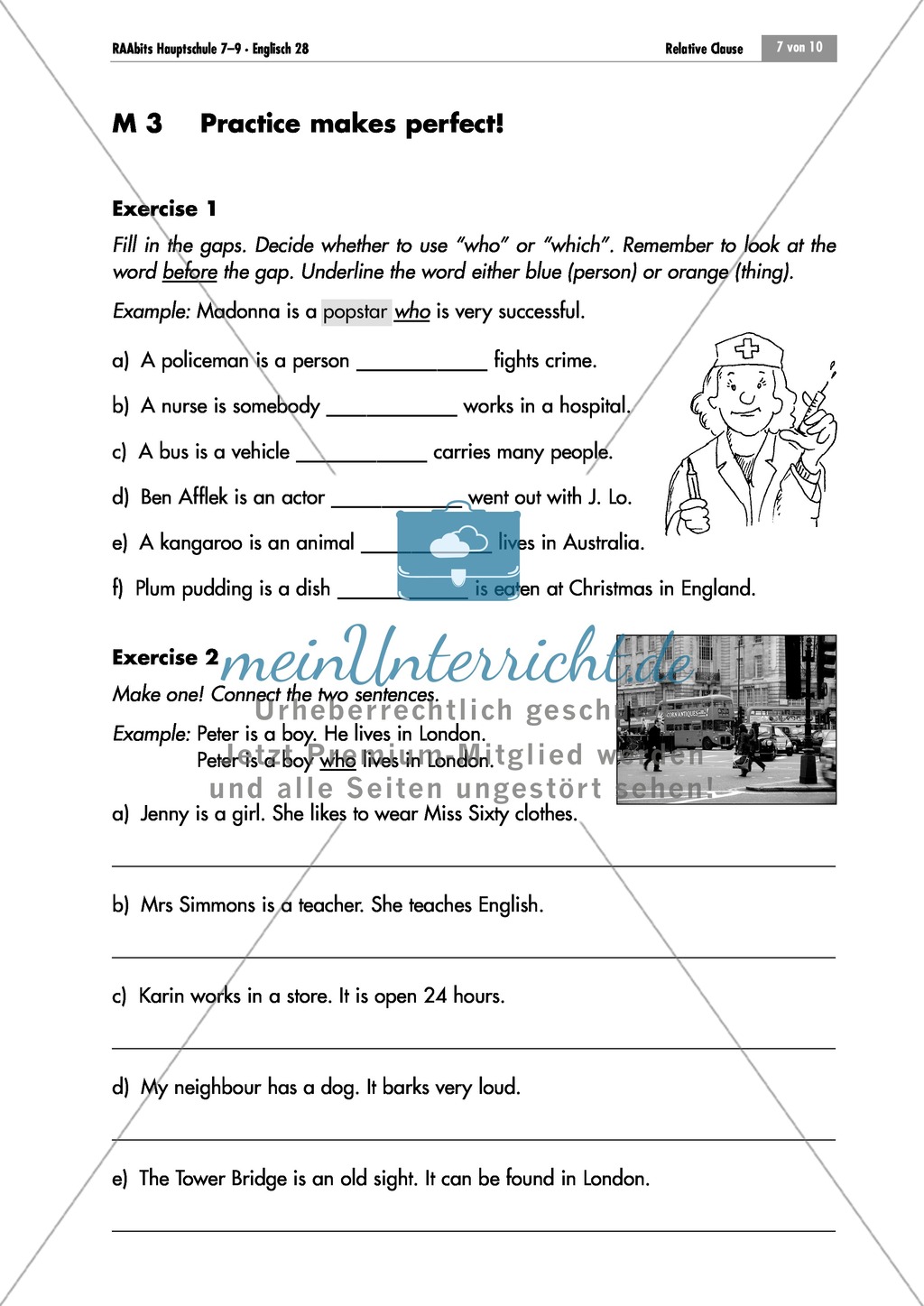 Relative pronouns and sentences: Finding the rule, practicing it and forming sentences Preview 5