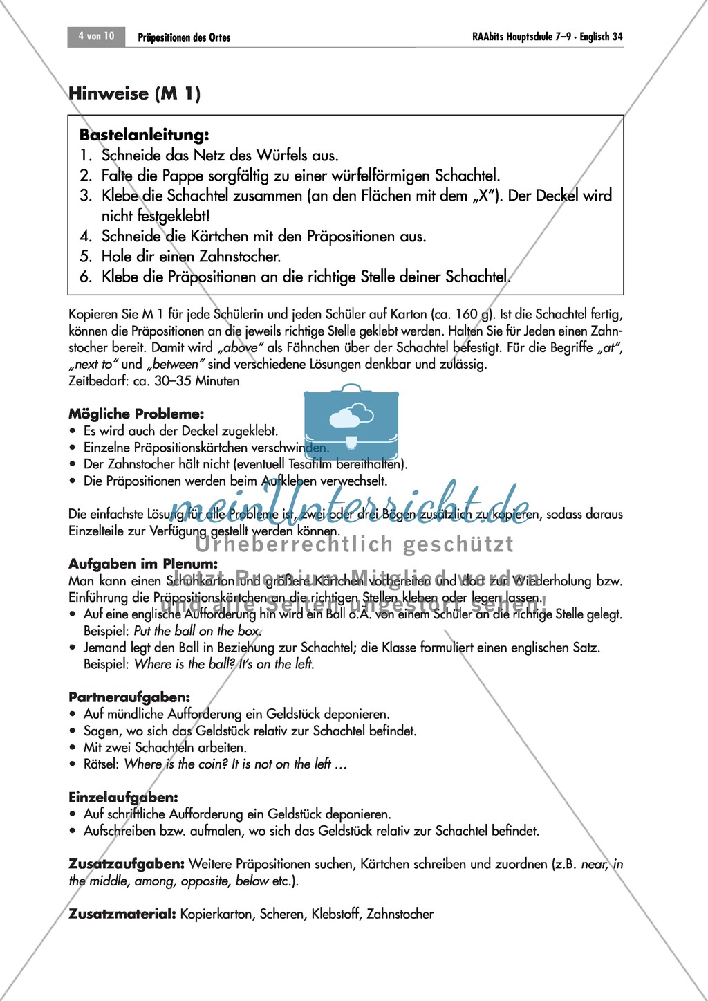 Übungen zur Wiederholung von Präpositionen des Ortes + Lösungen Preview 2