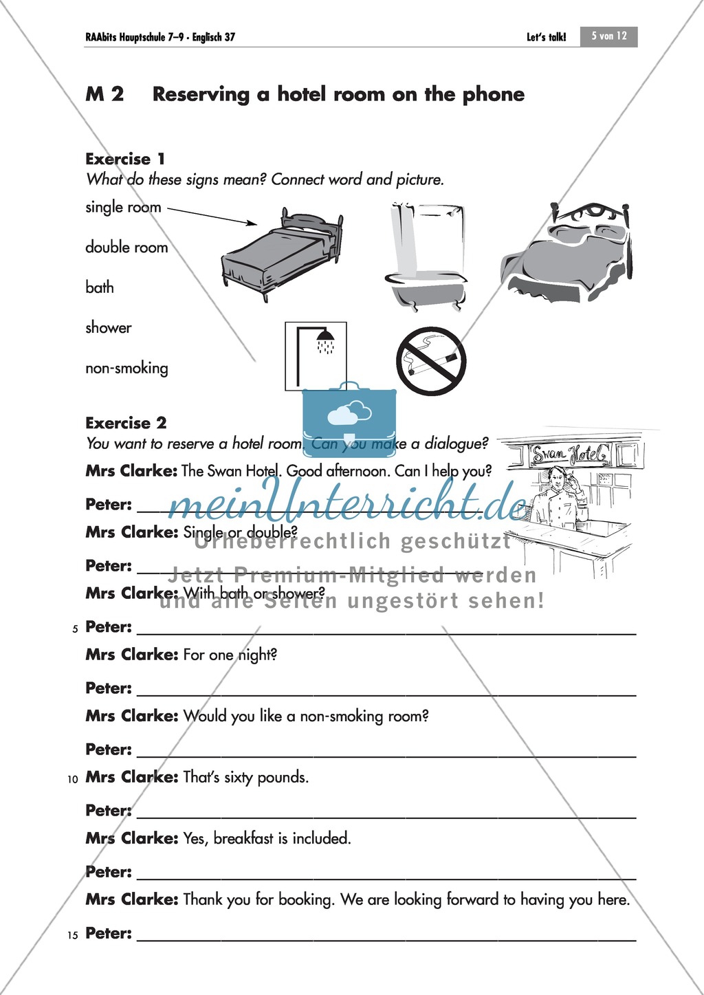 Booking a ticket and reserving a hotel room on the phone: useful phrases and completion of dialogues Preview 3