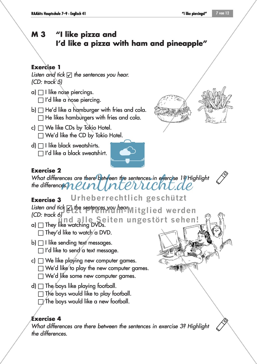 Piercings: listening comprehension and grammar work to the verb