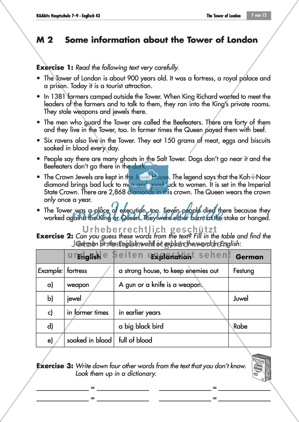 The Tower of London: Finding one's way on the site and background information with vocabulary work Preview 4