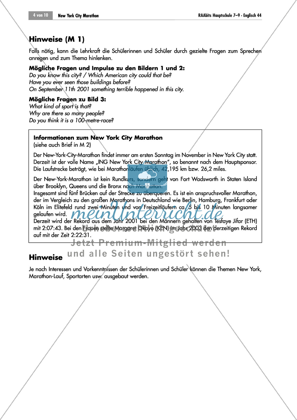 New York City Marathon: introduction to the topic and reading Preview 2