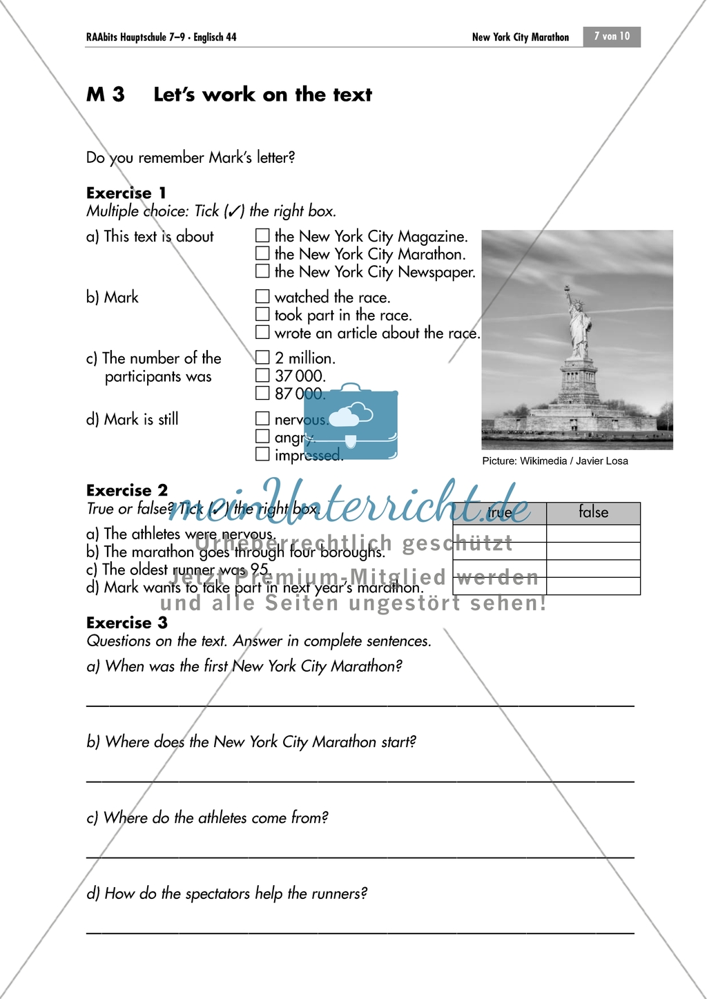 New York City Marathon: reading comprehension and completion of a dialogue Preview 2