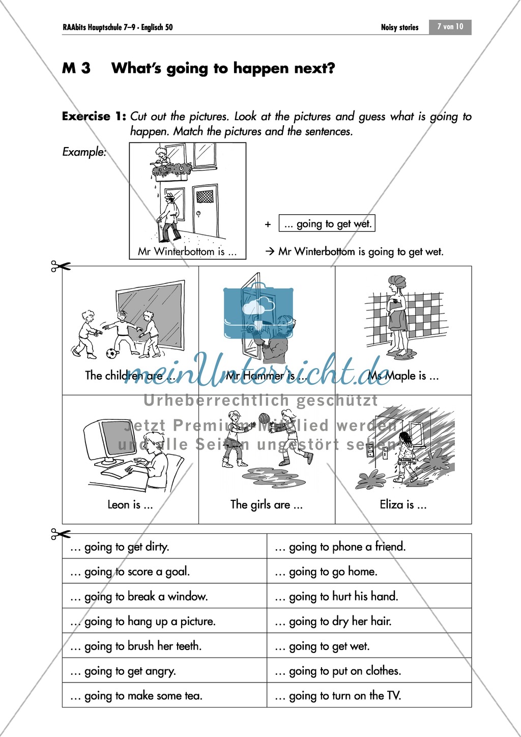 Future with 'going to': matching sentence parts, listening and grammar exercise Preview 1