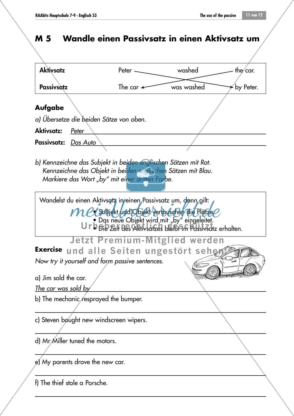 Rewriting passive sentences in the active voice Preview 1