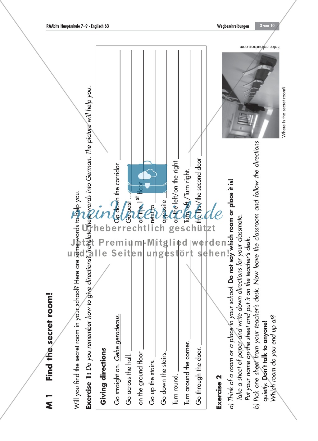 Useful phrases for giving directions and independent description of the way to a